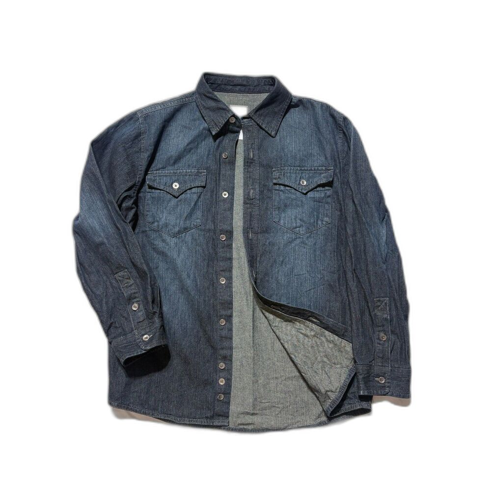 Canyon River Blues Youth Medium 10-12 Denim Western Button Down Shirt Dark Wash